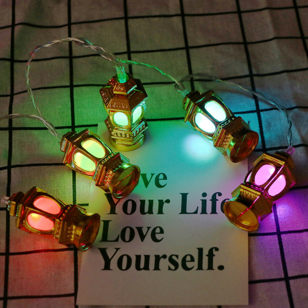 10 LED Lantern String Light EID Ramadan Moon Party Decor Islamic Colorful Lamp