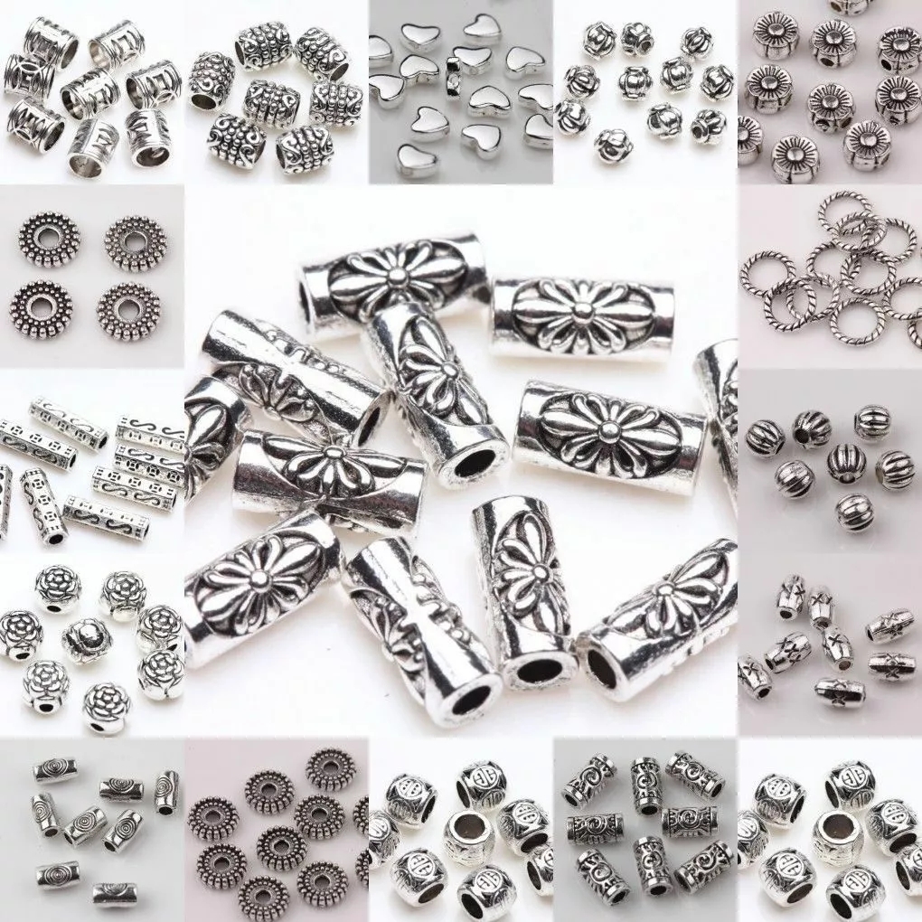 Wholesale Lots 100Pcs Silver Plated Round Spacer Beads DIY Charms Jewelry Making 