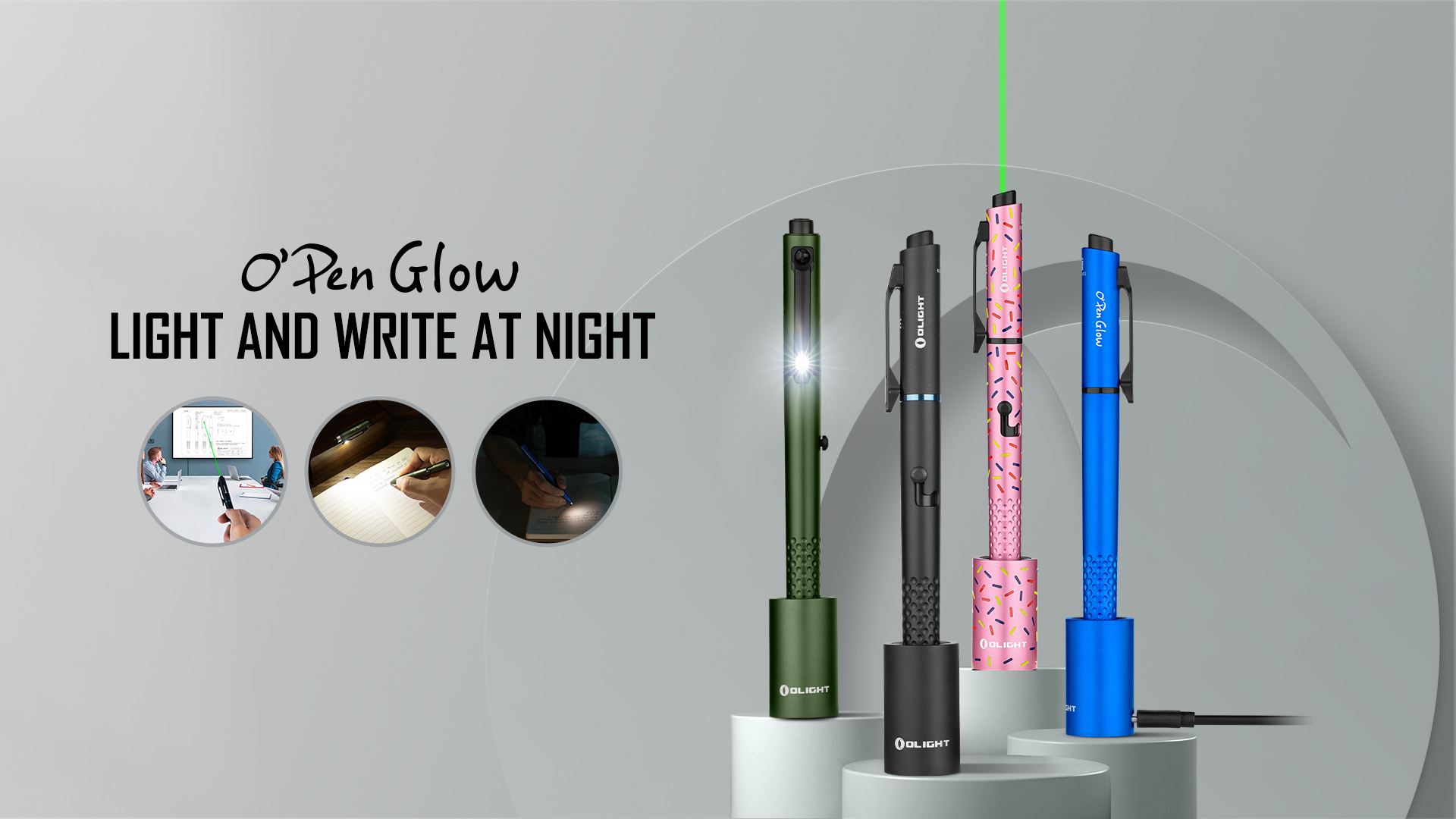 Olight O'Pen Glow Penlight with Green Beam, Rechargeable EDC