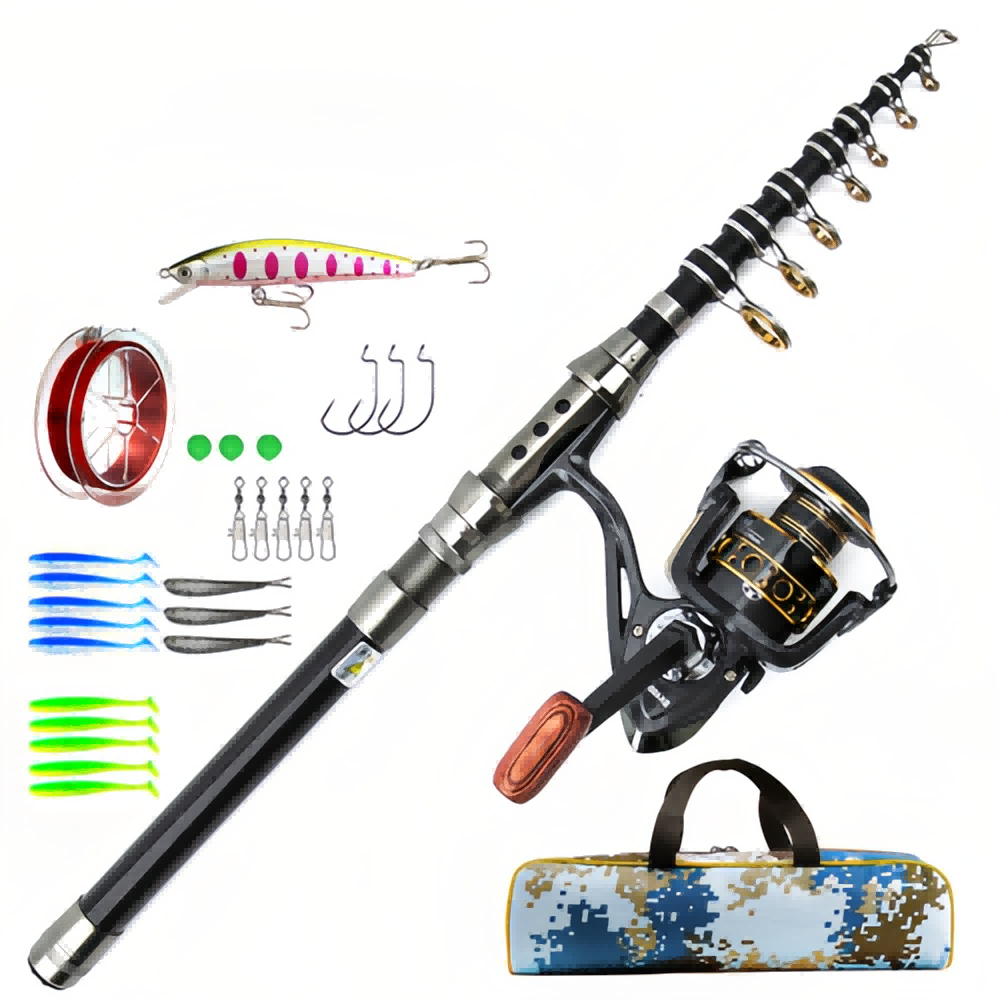 cheap folding fishing pole Carbon Fiber Rod Portable Superhard Telescopic Fishing Father's Day Gift, 3.0 1 Rod section is made of fiberglass Package Includes Portable Folding Fishing Rod Telescopic