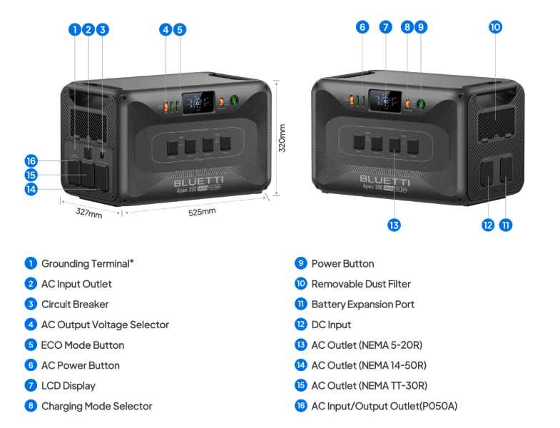 BLUETTI Apex 300 2764.8Wh Portable Power Station Generator for