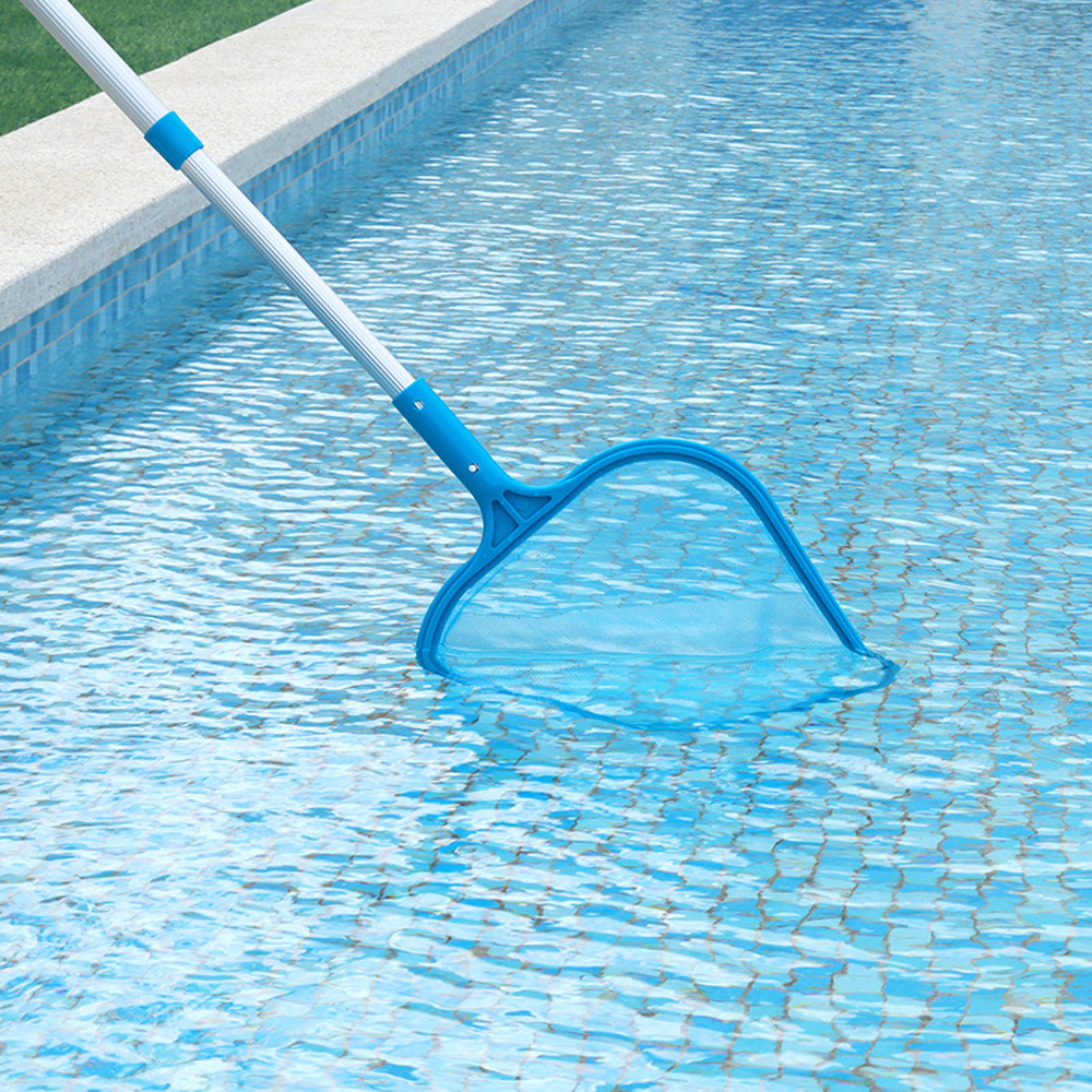 Pool skimmer net in swimming pool
