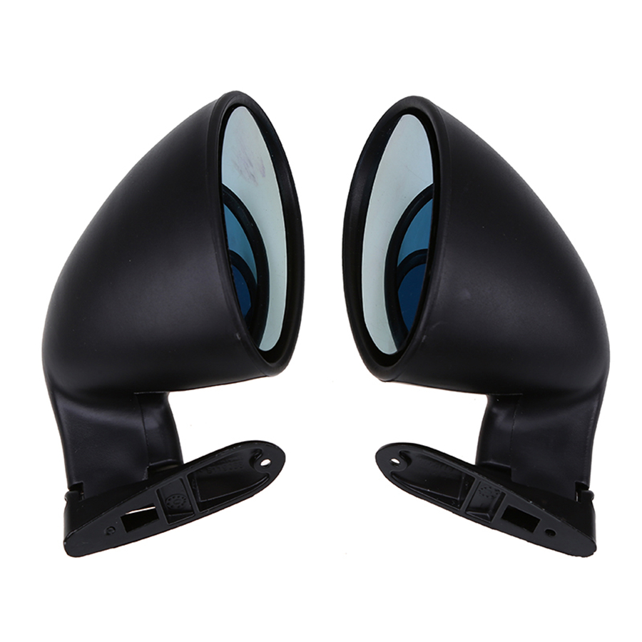Pair Vintage Black California Classic Style Car Door Wing Blue Side View Mirrors
