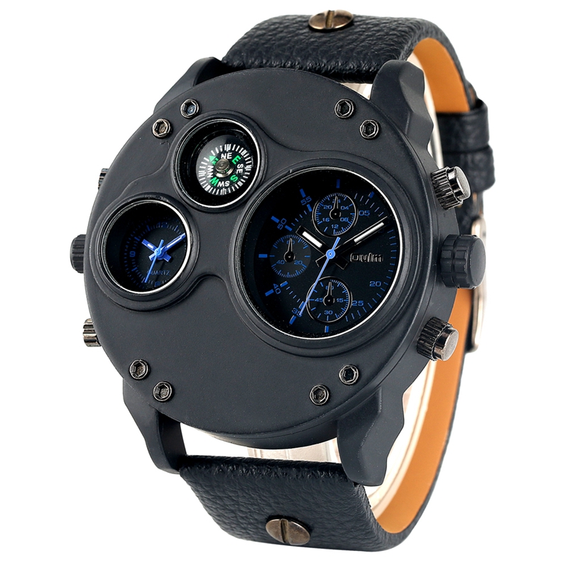 Steampunk Oulm Watches Dual Time Zone Men's Military Quartz Steampunk Oulm Watches Dual Time Zone Men's Military Quartz