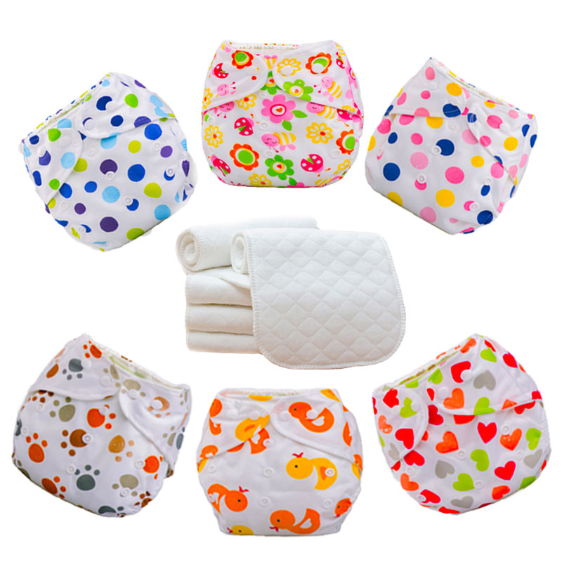 5 INSERTS Adjustable Reusable Lot Baby Washable Cloth Diaper Nappies 5 Diapers