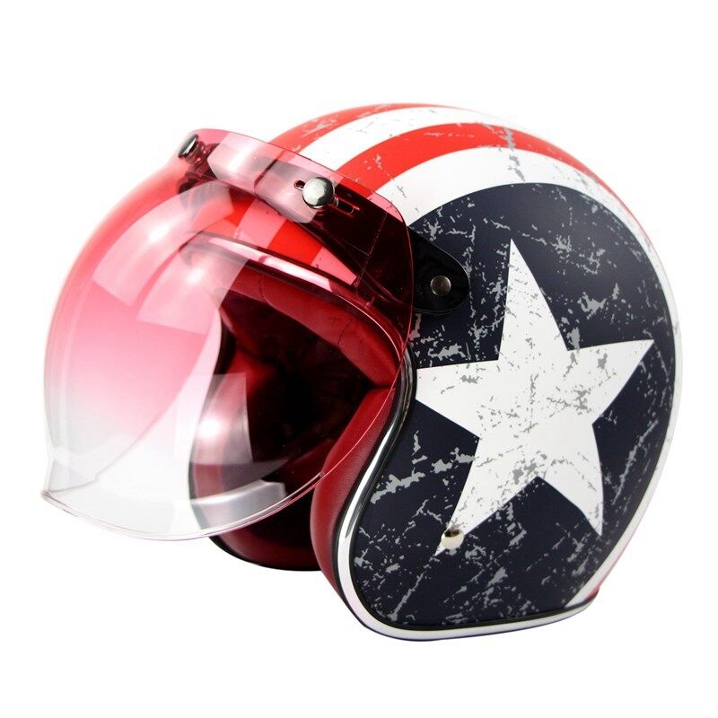 3 4 motorcycle helmet flip up 3 Snap Helmet Visor – Flip Up Motorcycle Bubble Visor Attachment For 3/4  Open Face Helmets – Anti-Fog, Windproof & Sun Protection Lens