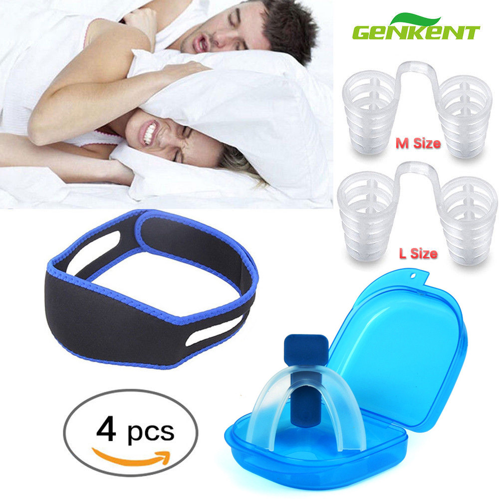 4 PCS Anti Snore Snoring Device Jaw Strap Stop Snoring Solution Chin