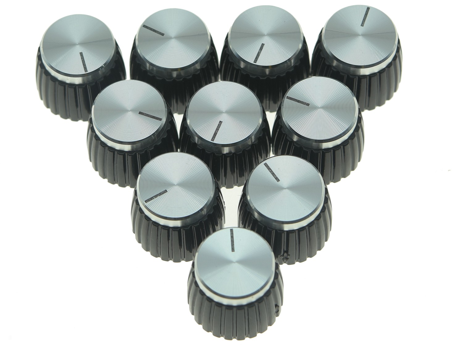 10x Guitar AMP Amplifier Knobs Black w/ Silver Cap Push-on Knob fits ...