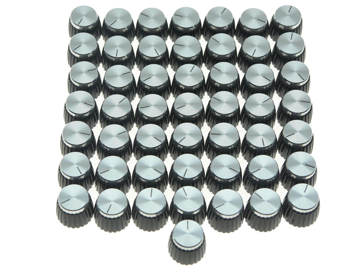 50x Guitar AMP Amplifier Knobs Black w/ Silver Cap Push on Knob fits