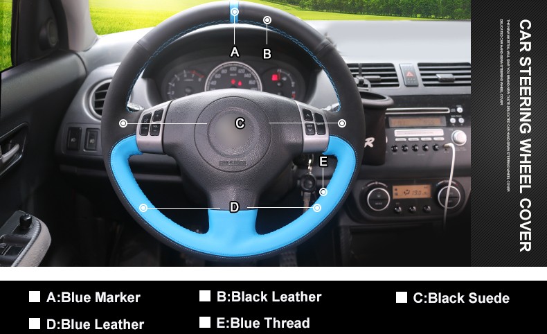 Custom Made Pu Leather Steering Wheel Cover Stitch On Wrap For Suzuki Alto - Custom Made Leather Steering Wheel Covers Custom Made Pu Leather Steering Wheel Cover Stitch On Wrap For Suzuki Alto - Custom Made Leather Steering Wheel Covers