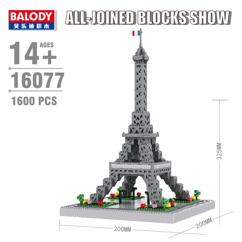 1600pcs Architecture Eiffel Tower DIY Diamond Mini Building Nano Blocks ...