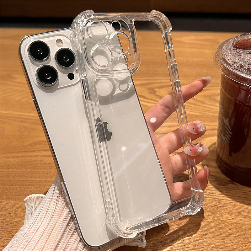 CrashStar Hard Transparent Four Corners Thickened Shockproof Phone Case For iPhone 16e 15 14 Pro Max Plus 13 Pro Max 12 Pro Max 11 Pro Max XS XR X 8 7 Plus + SE 2020 Anti-fall Clear Phone Casing Simple Silicone Phone Cover Shell Top Seller. 