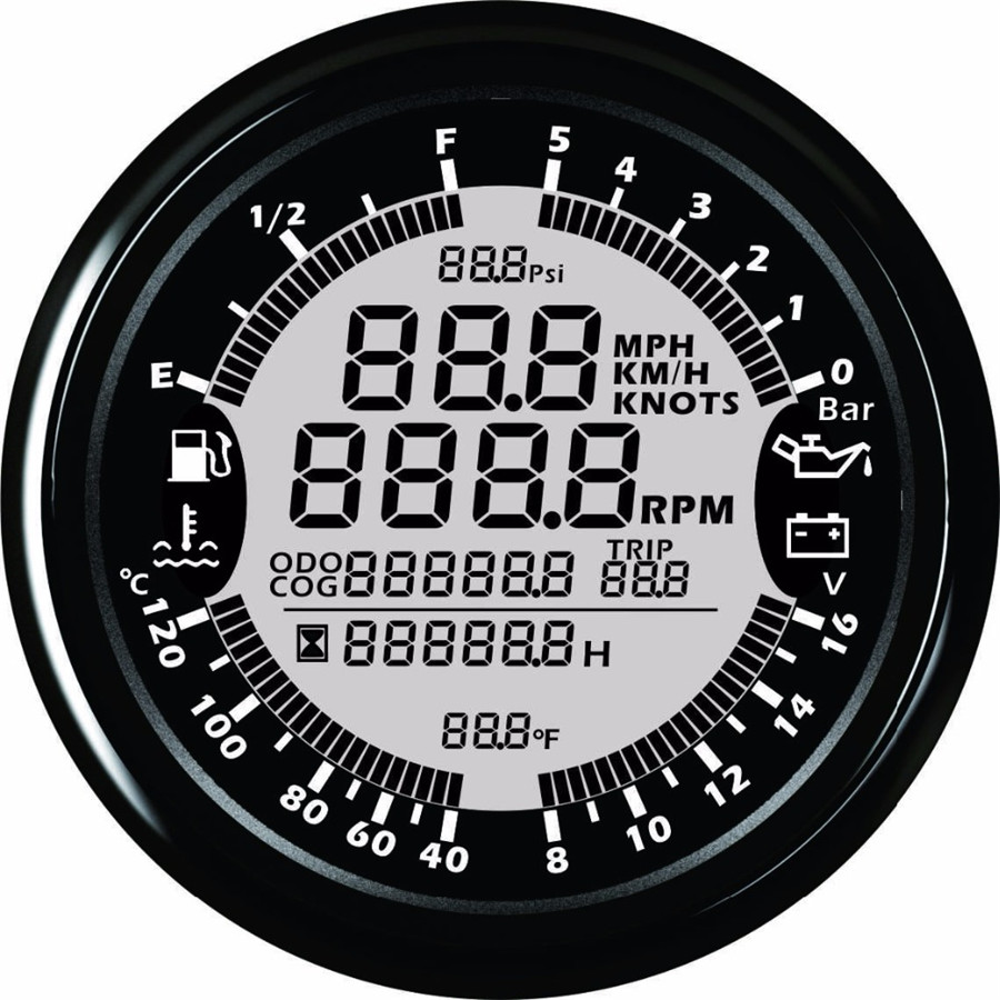 6in1 Digital Car Gps Speedo Tacho Indicator Odo Volt Fuel