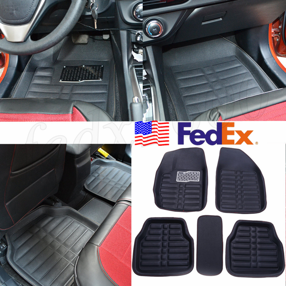 Usa Black Car Floor Foot Mat Pad Flooring Carpet Pu Leather Easy