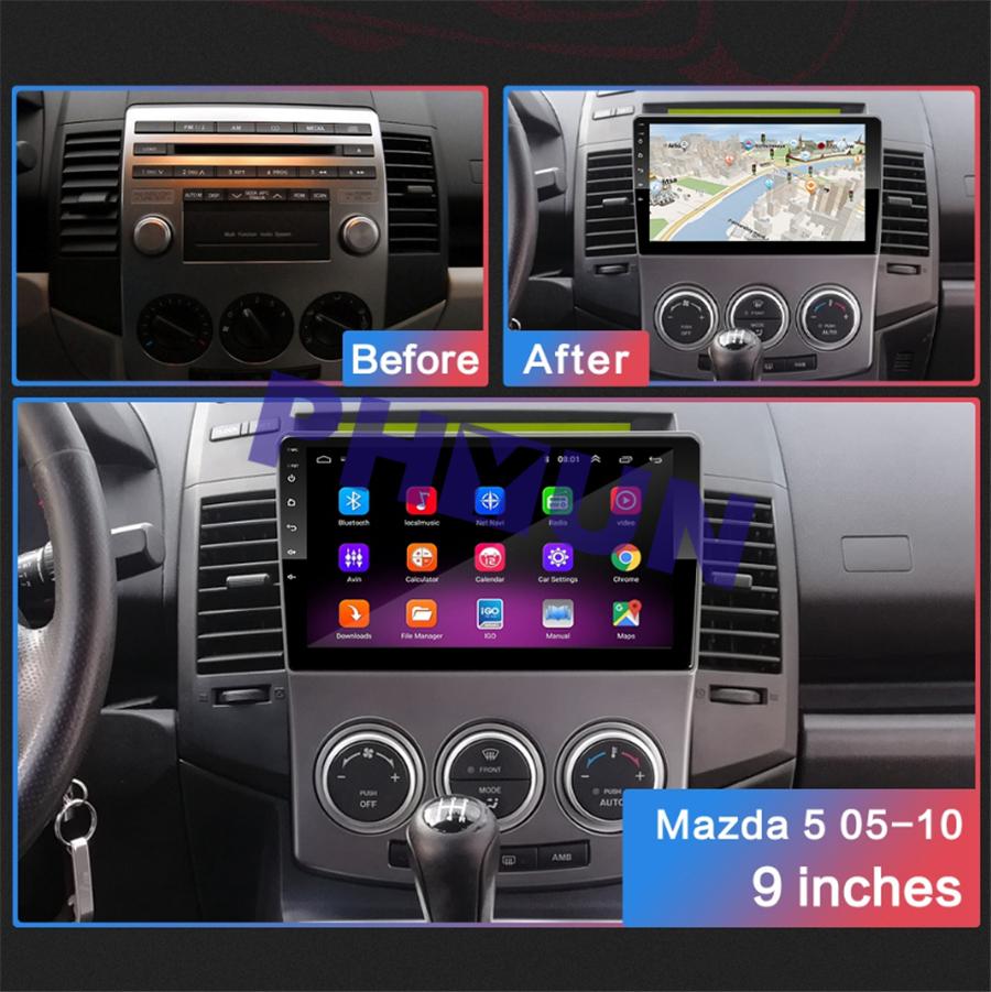 9'' Android 9.1 GPS Navigation Stereo Radio Media Player For 2005-10 Old Mazda 5
