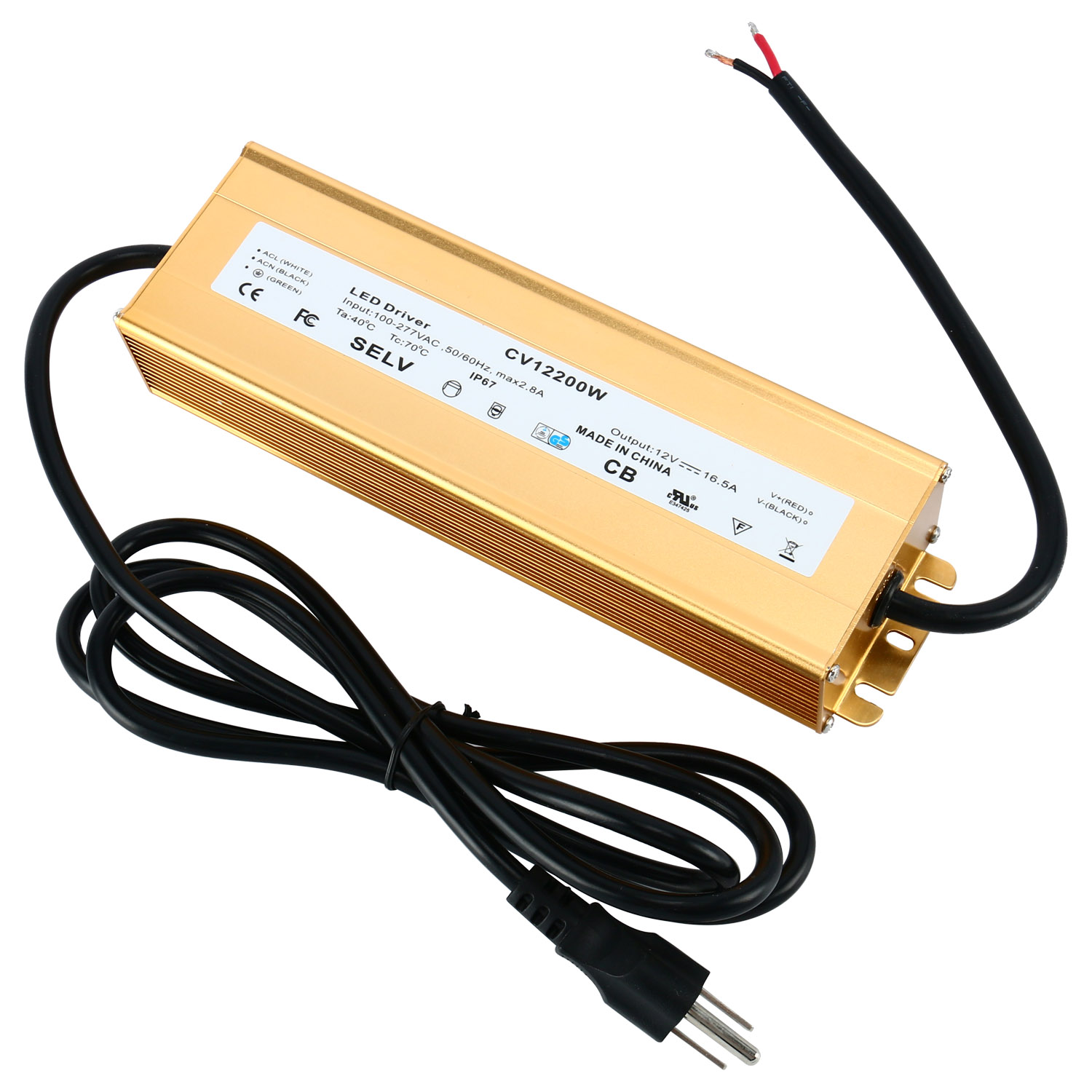 200W 12V LED  Driver Power  Supply  Transformer AC 100 277V 