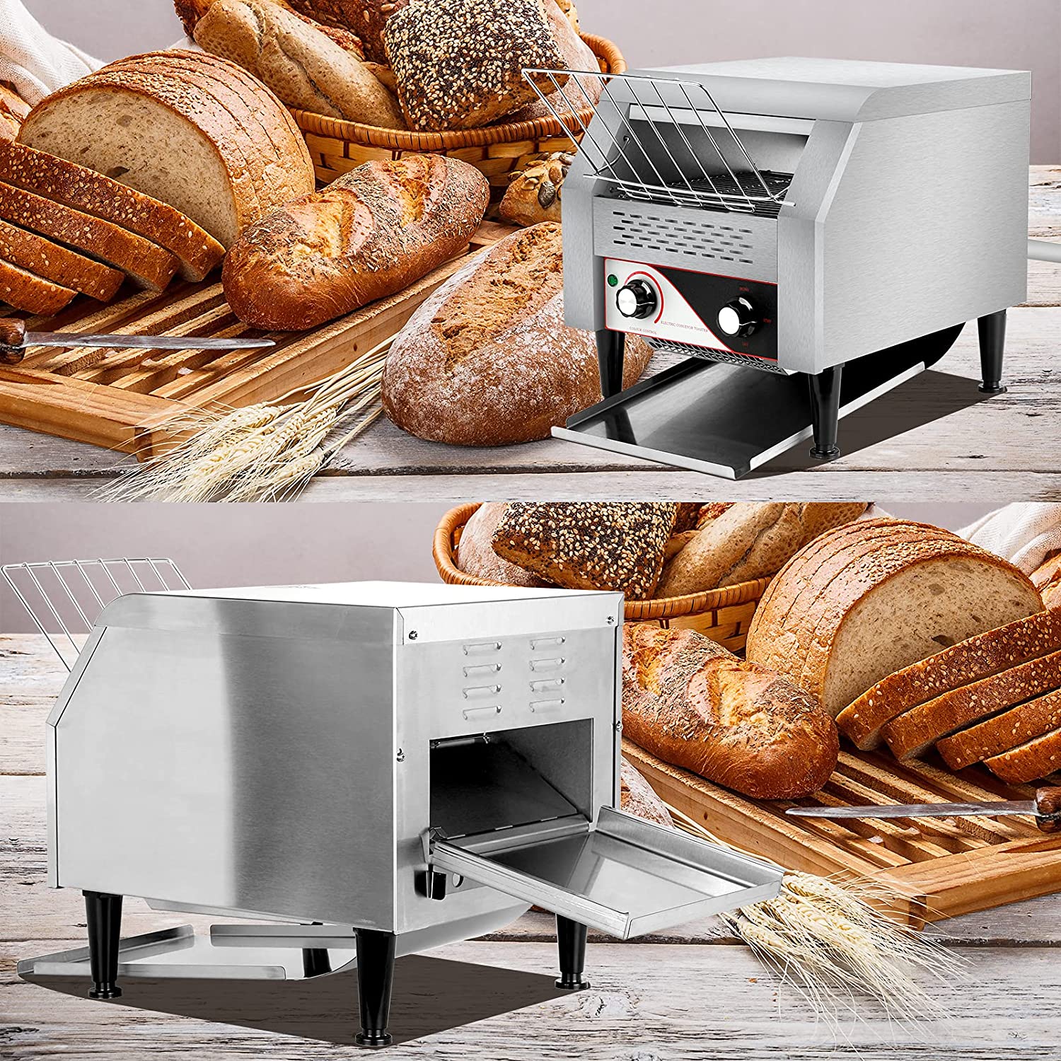 2.2KW Commercial Electric Conveyor Toaster Restaurant Bread Bagel Steak Buffet