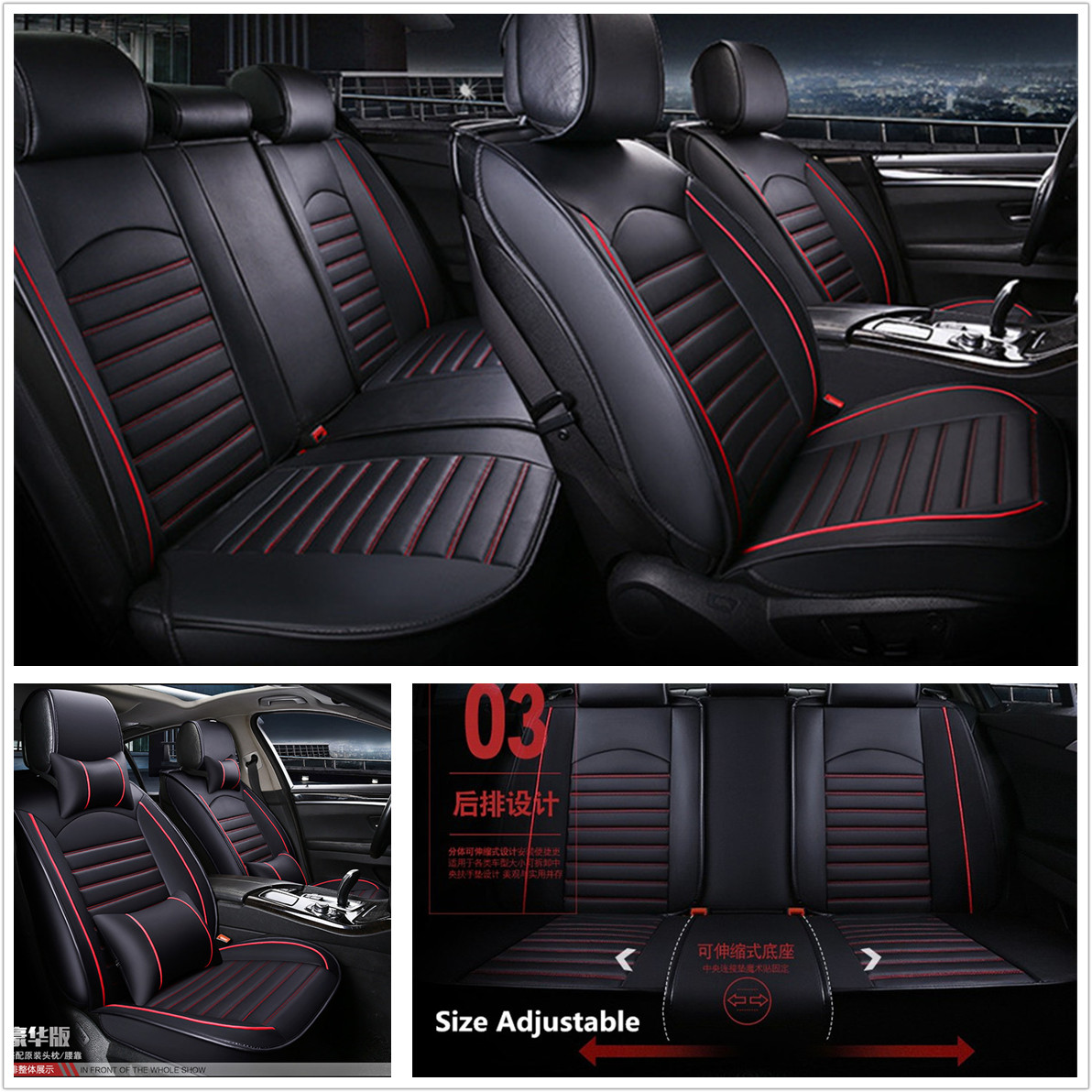 Details About Deluxe Edition Leather Car Seat Cover Cushion Full Set Car Interior Accessories