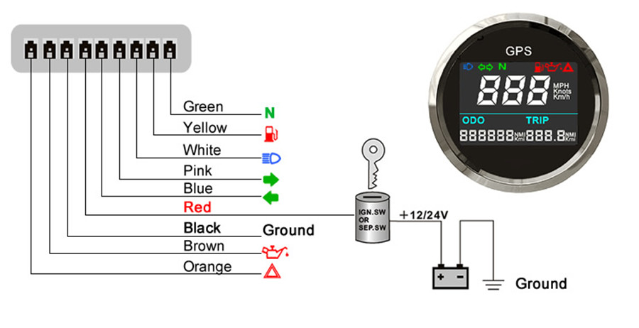 2" Digital Motorcycle GPS Speedometer Odo Gauge Multi