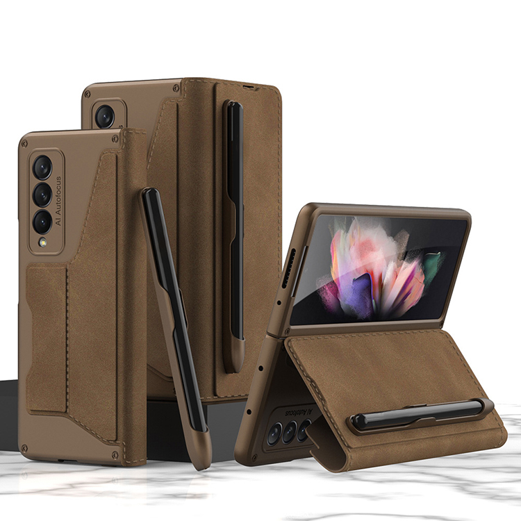 For Samsung Galaxy Z Fold 3 Shockproof Leather Case W/S Pen