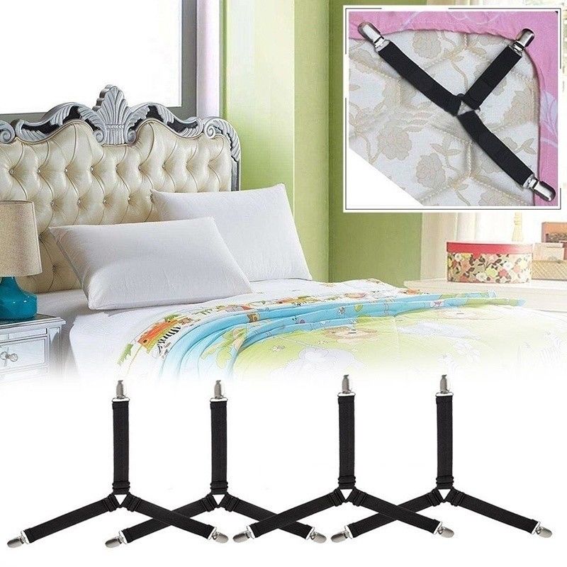 Adjustable Triangle Bed Mattress Sheet Straps Clips Gripper Elastic And Metal Ebay