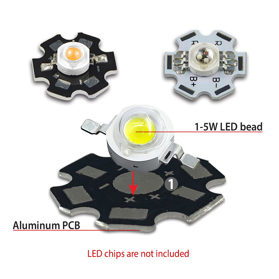 Wholesale 1W 3W 5W Heatsink LED Aluminum Base Plate PCB Board 20mm Star DIY RGB - Foto 2