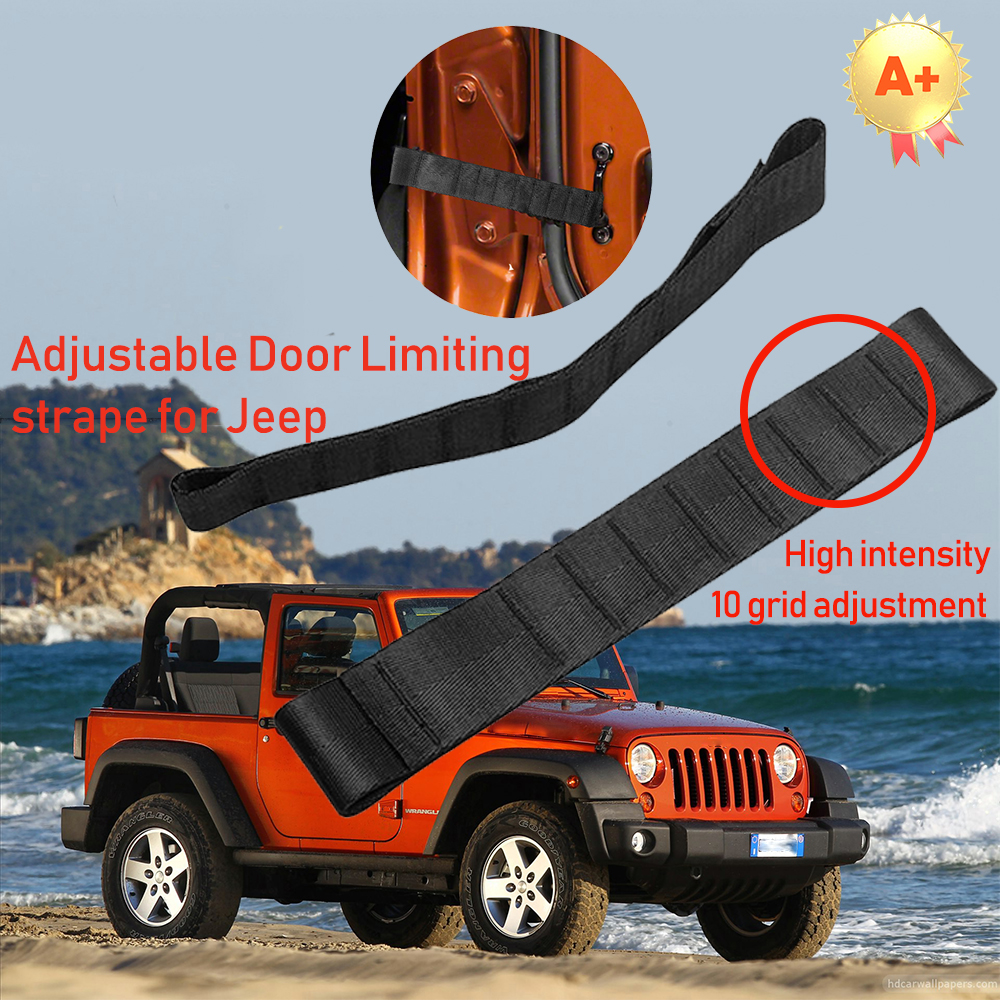 Pair Black Adjustable Door Limiting Straps For Jeep Wrangler CJ TJ YJ 2004 Dodge Ram 1500 Door Ajar Light Stays On