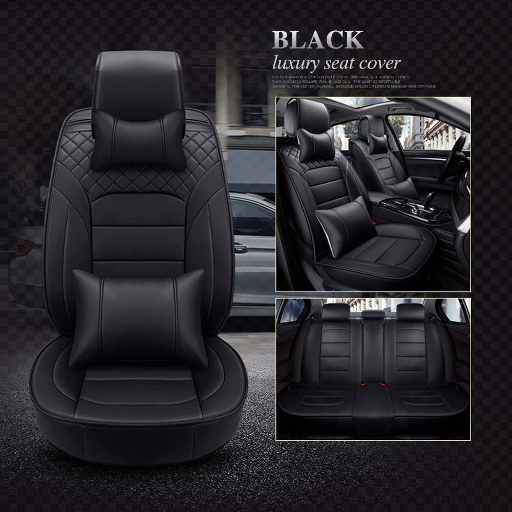 Us Black Car Pu Leather Seat Cover 5 Seats Suv Truck Front Rear