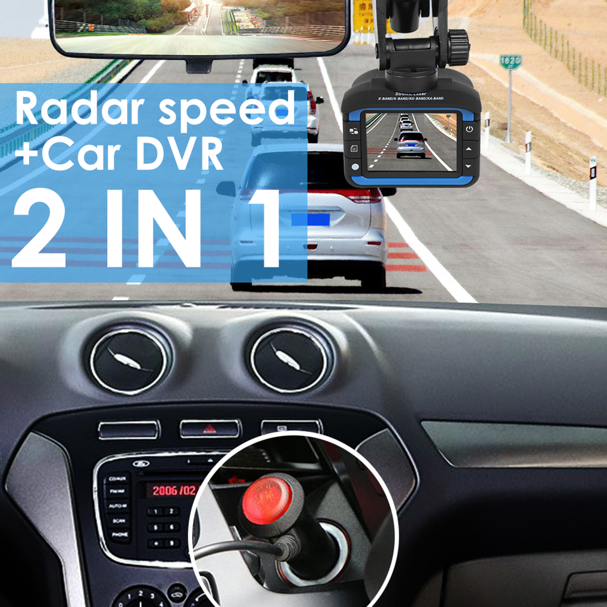 2in1 HD Car Hidden DVR Camera Recorder Radar Laser Speed Detector Dash Cam  (VG3)