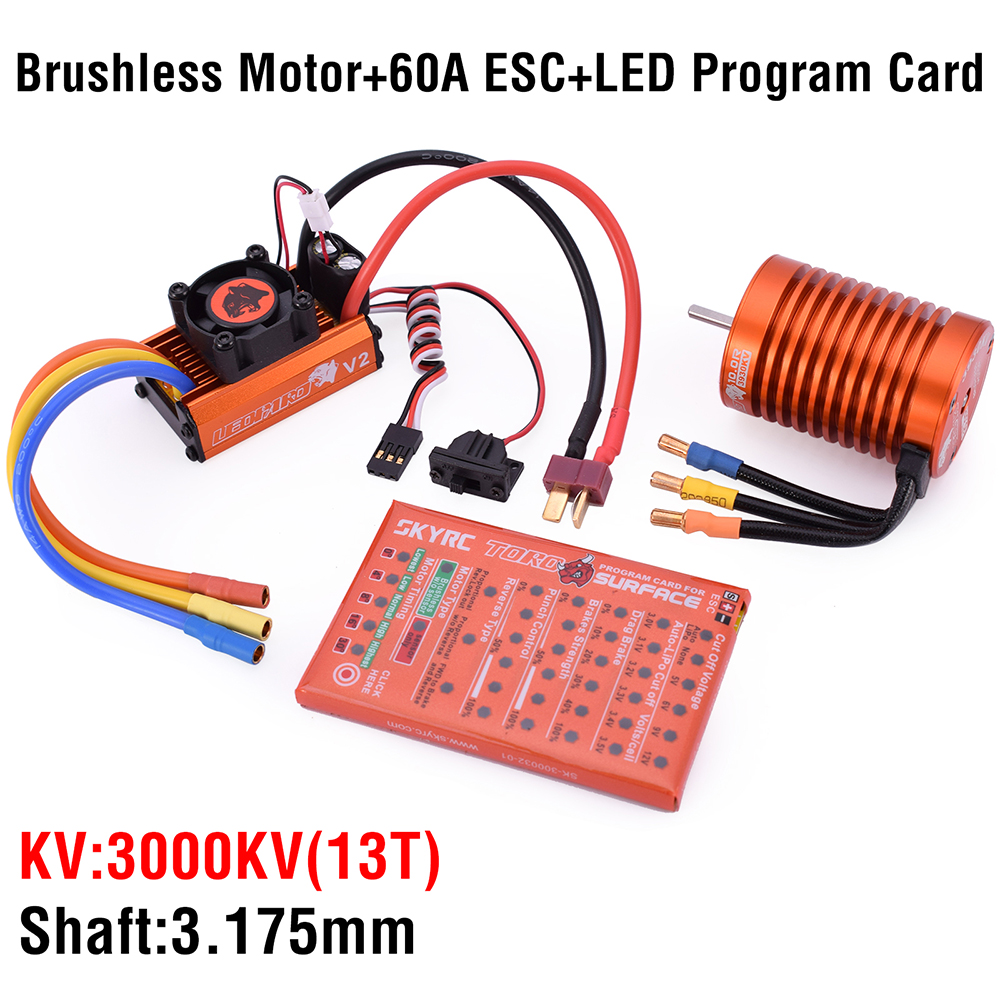 SKYRC LEOPARD 9T 4370KV Brushless Motor w/60A ESC Program Card RC