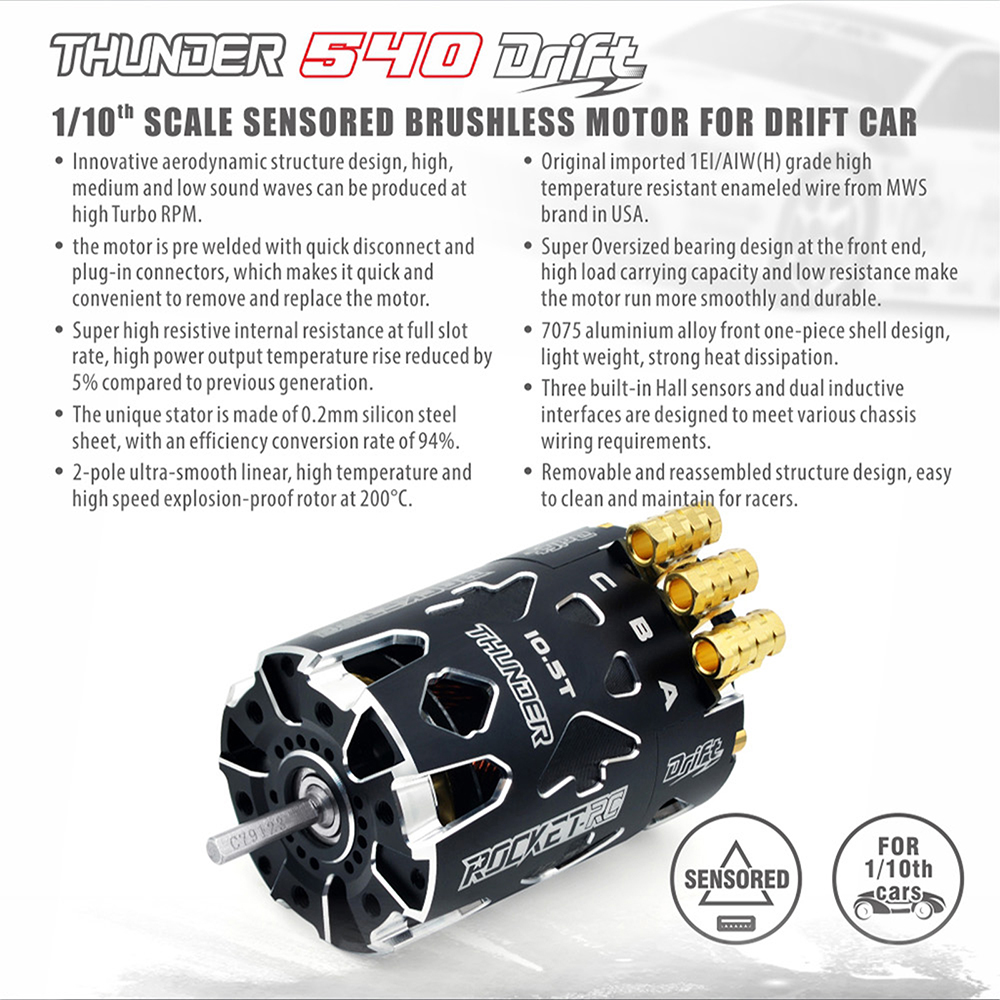 Rocket-RC Thunder 540 Sensored Brushless Motor 10.5 /13.5T