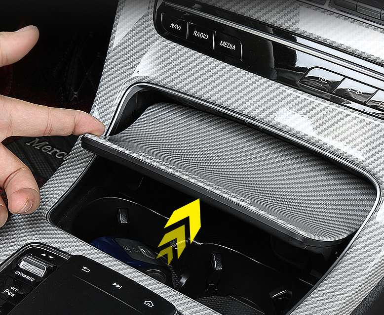 White Carbon Fiber Central Console Gear Shift Cover Trim For Benz C-Class  19-21