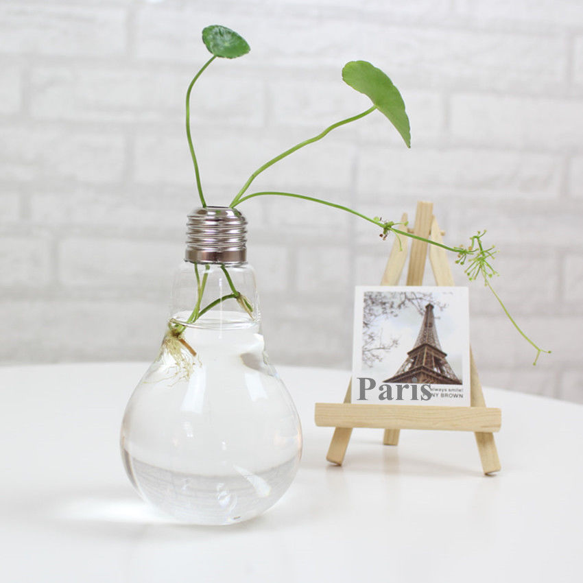 Light Bulb Shape Glass Stand Vase Bottle Terrarium Hydroponic Light Bulb Shape Glass Stand Vase Bottle Terrarium Hydroponic Container Flower
