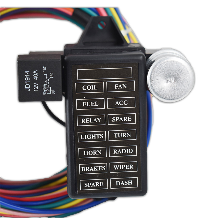 14 Fuse Box Circuit + Wiring Harness Kit for Street Rod Hot Rat Vintage