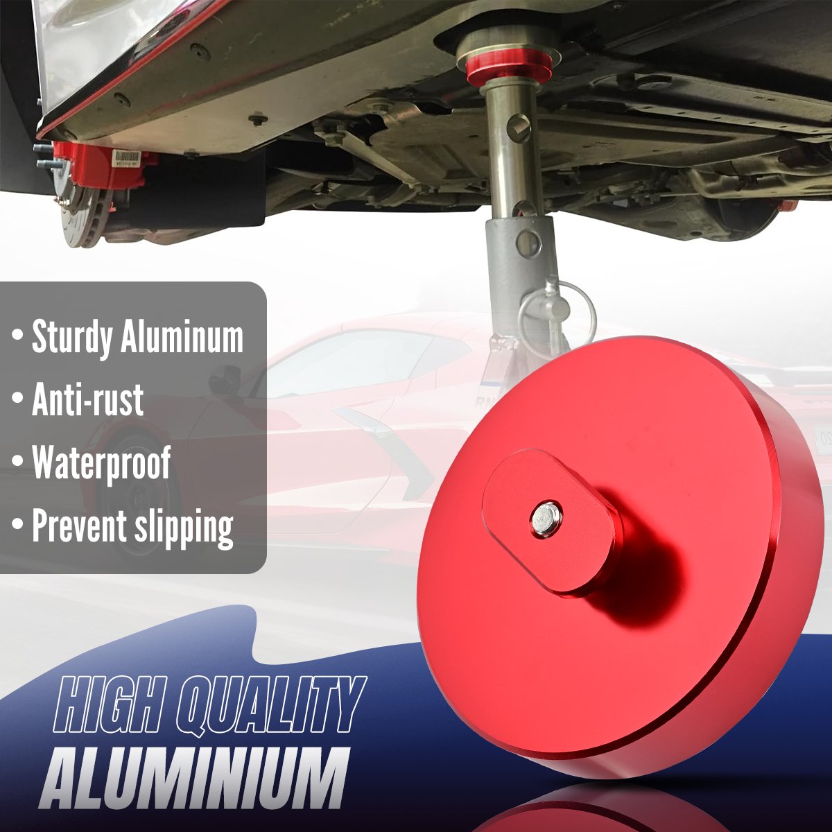 MuuTuoL 4-Pack Red Aluminum Jacking Pucks For Corvette C5 C6 C7 C8 & 911 Porsche - Lifting Pad Adapters - View #7