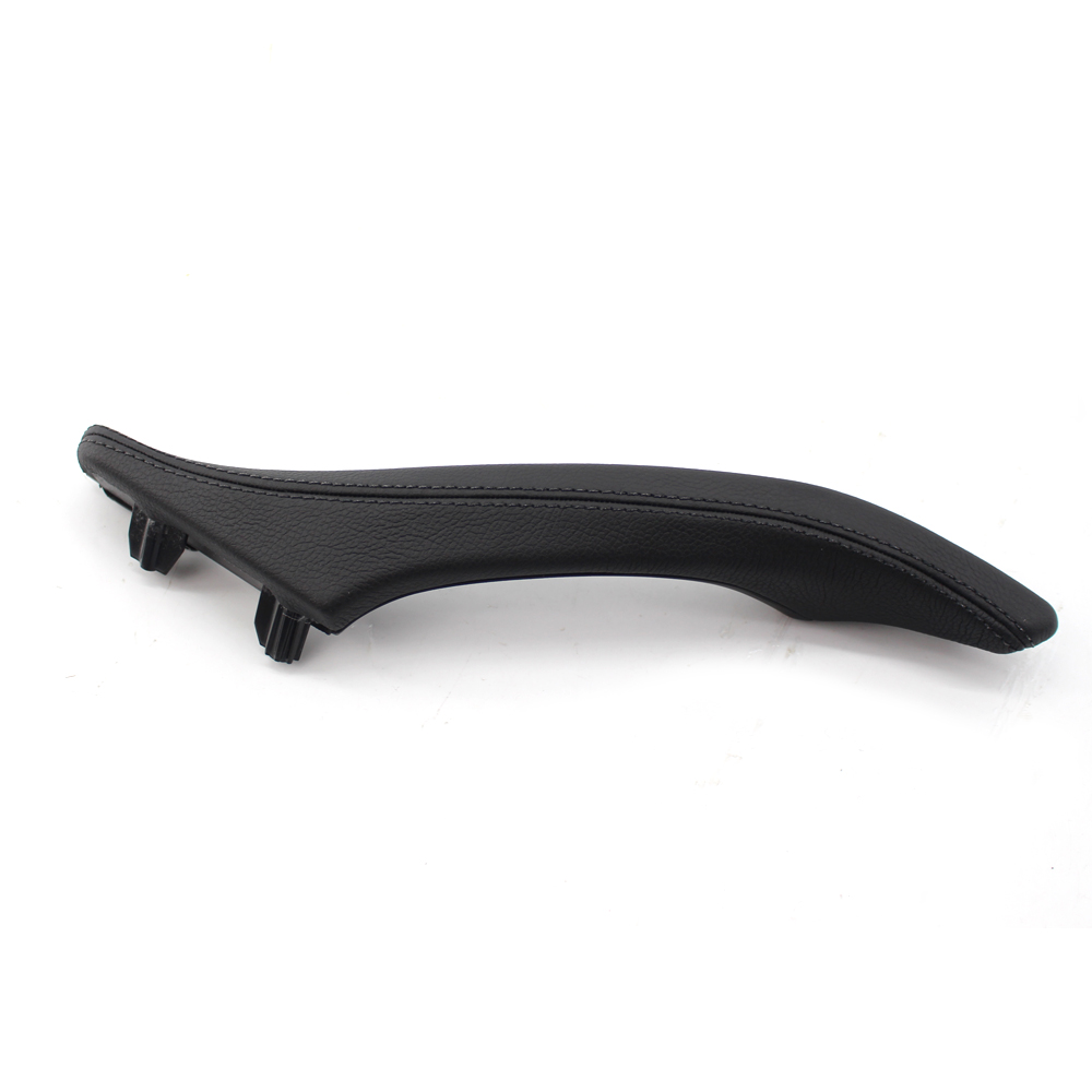 Door Pull Handle Rear Passenger Side Left Black Real Leather for BMW F10 F11
