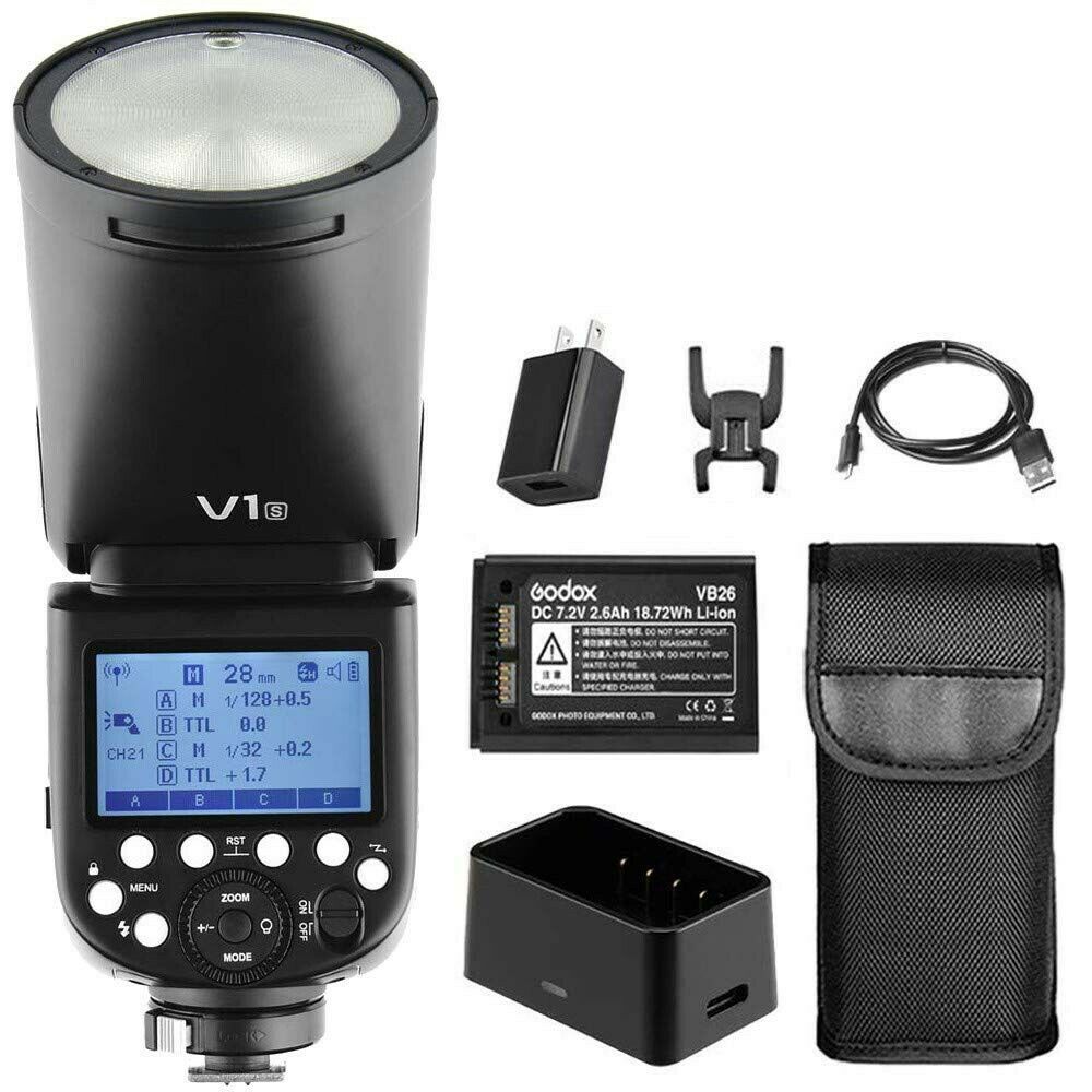 US Godox V1-S TTL 2.4G HSS Round Head Speedlite Flash Light