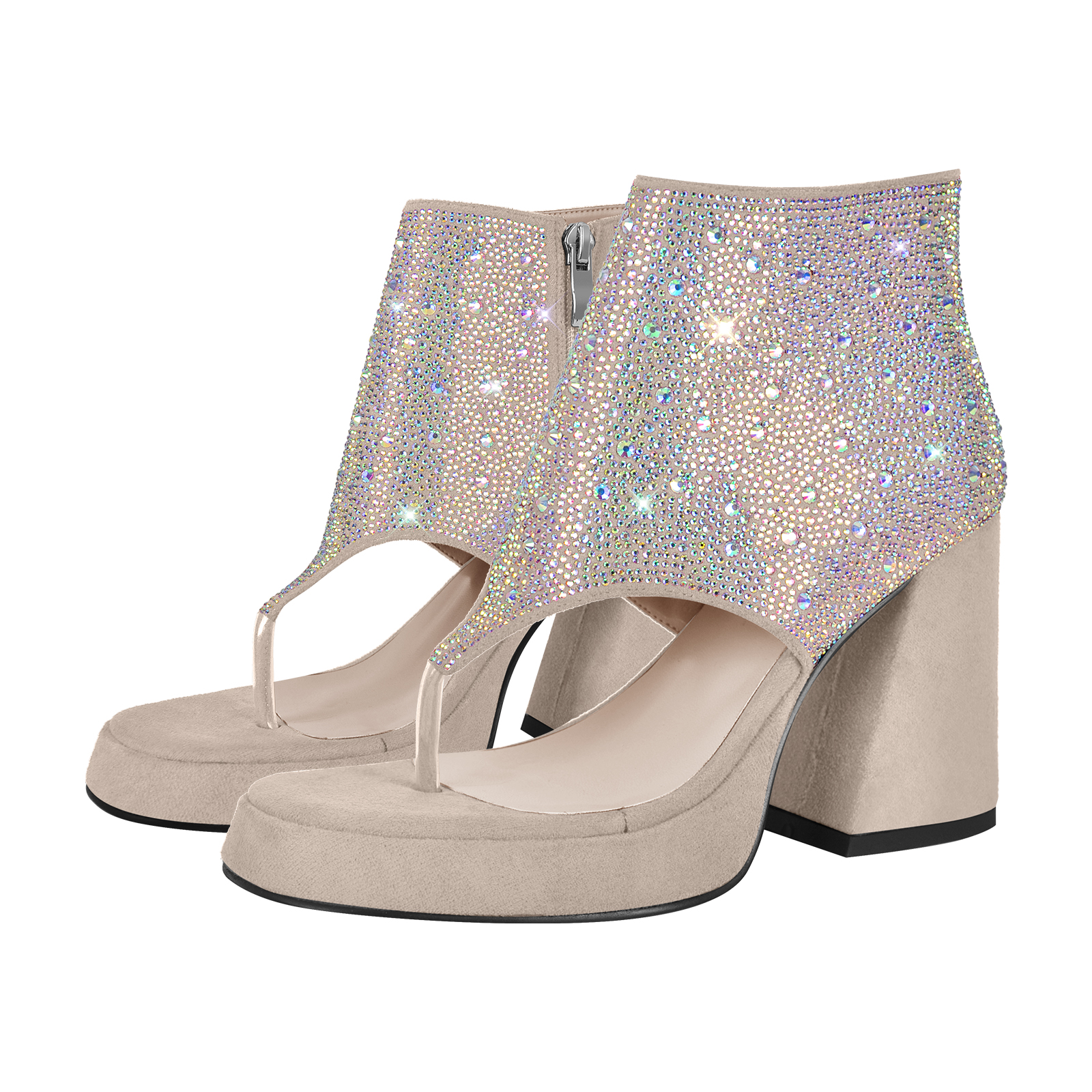 Chunky High Heel Thong Sandals Flip Flops Open Toe Slippers
