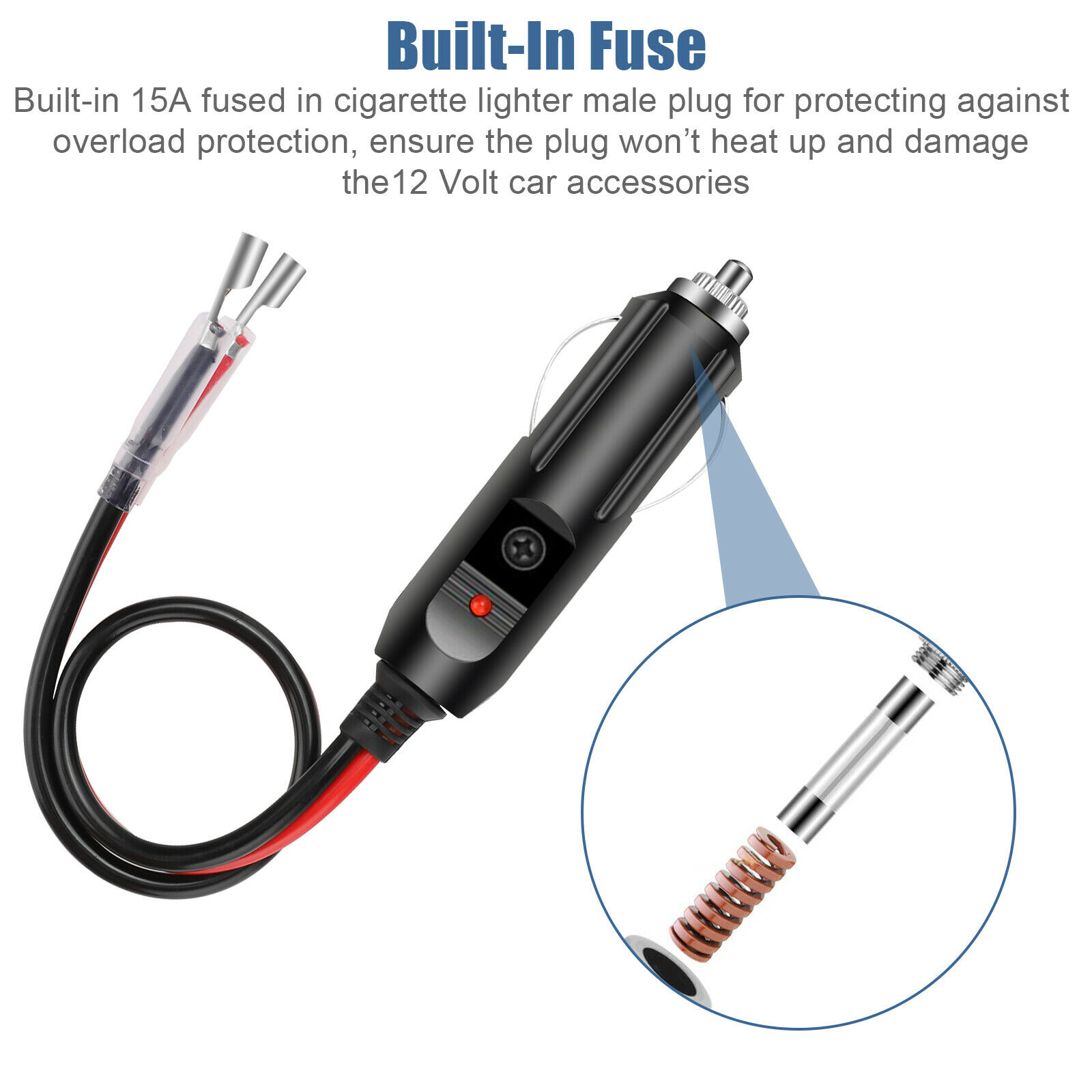 cigarette lighter adapter sleeve 2Pack DC 12V Fused Car Cigarette LED Lighter Adapter Power Male Plug With  Leads
