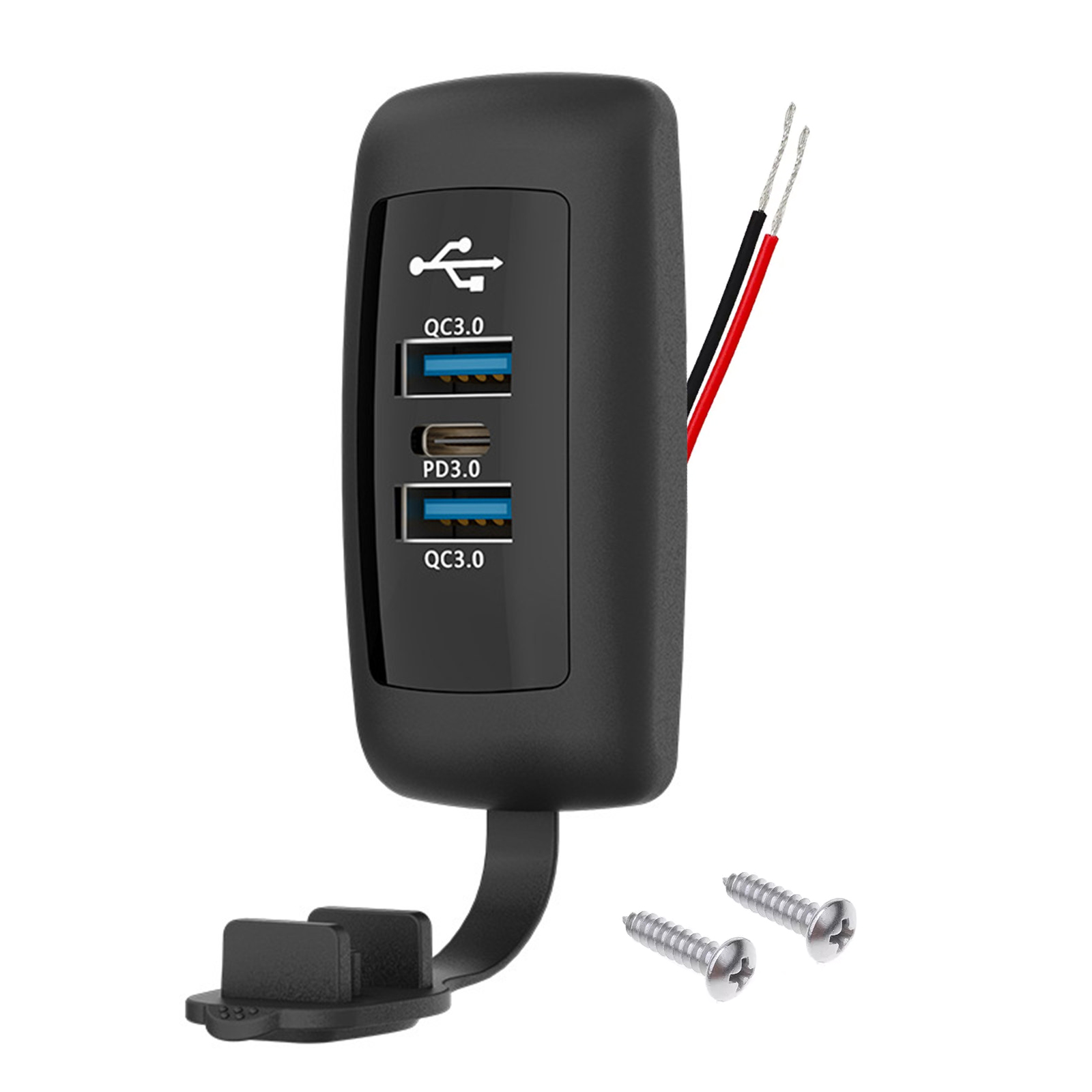 Caricabatterie Auto Con Doppia USB PD QC3.0 - Presa 12V-24V Per Auto Barca - LED Blu/Rosso