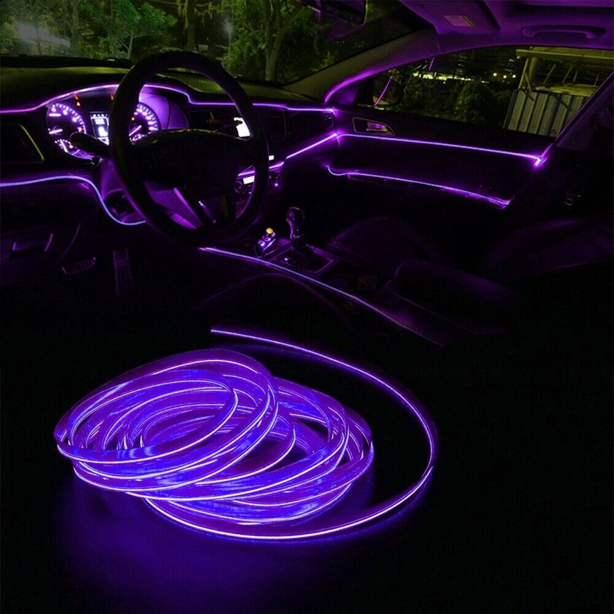 200cm Purple LED Car Interior Decorative Atmosphere Wire Strip Light Lamp eBay