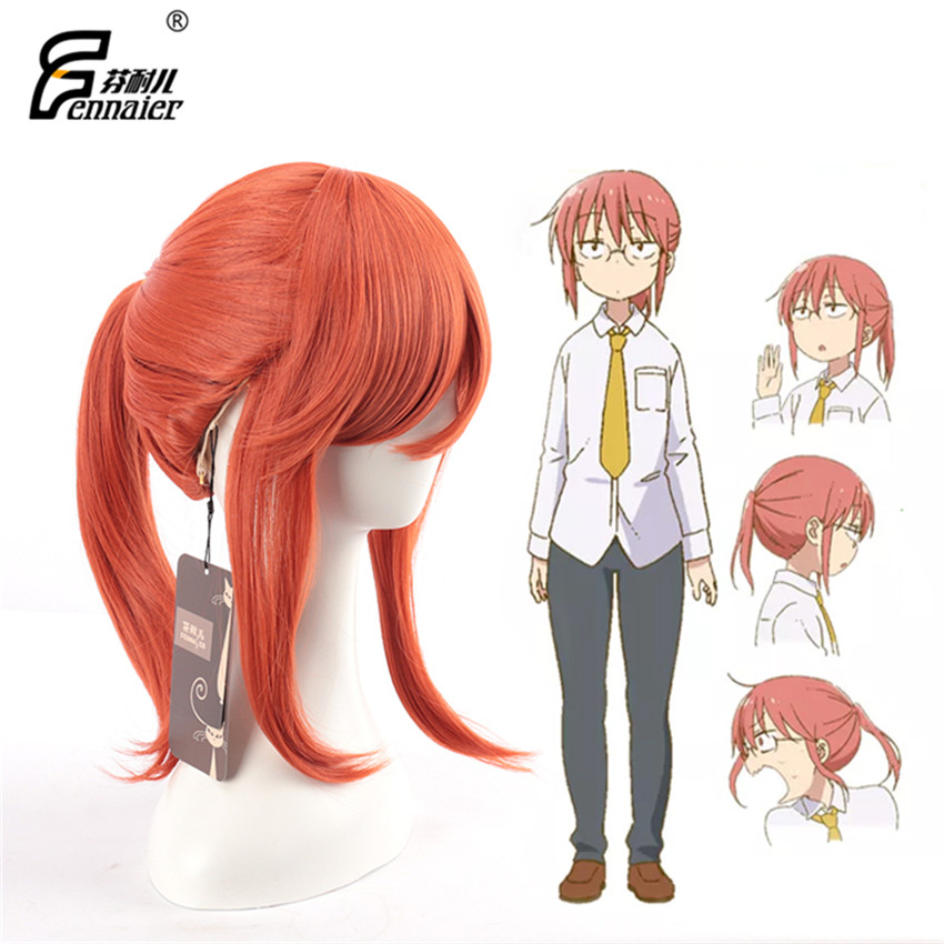 Anime Orange Red Ponytail Hair Cosplay Wigs Luster Sexy Elegant