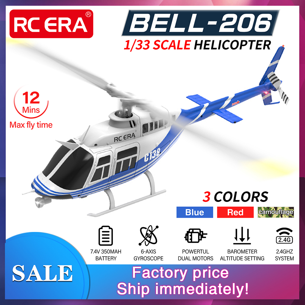 RC ERA C138 Bell-206 RC Helicopter 1/33 3D 6CH Gyro Optical Flow