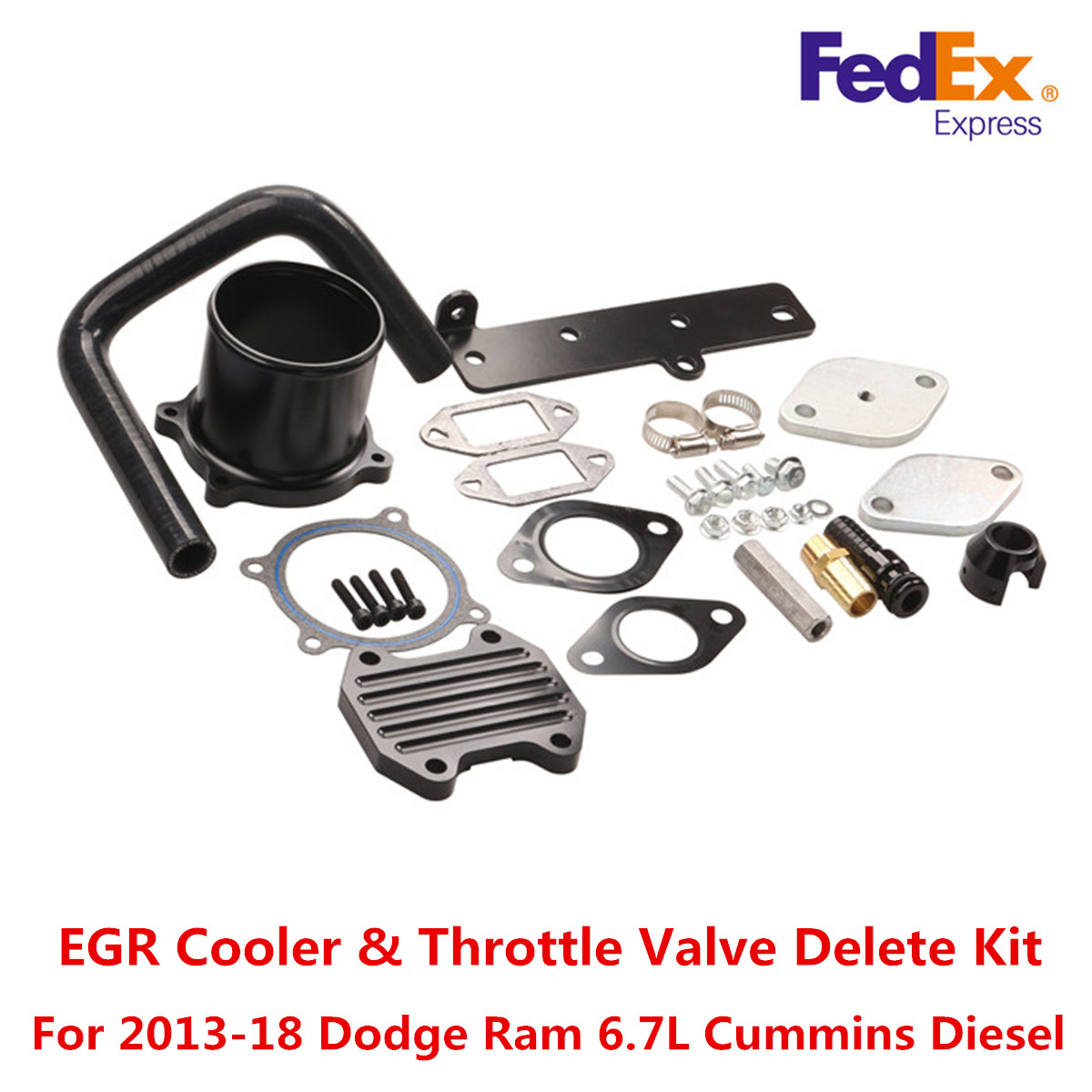 EGR Cooler & Throttle Valve Delete Kit For 2013-18 Dodge Ram 6.7L Cummi...