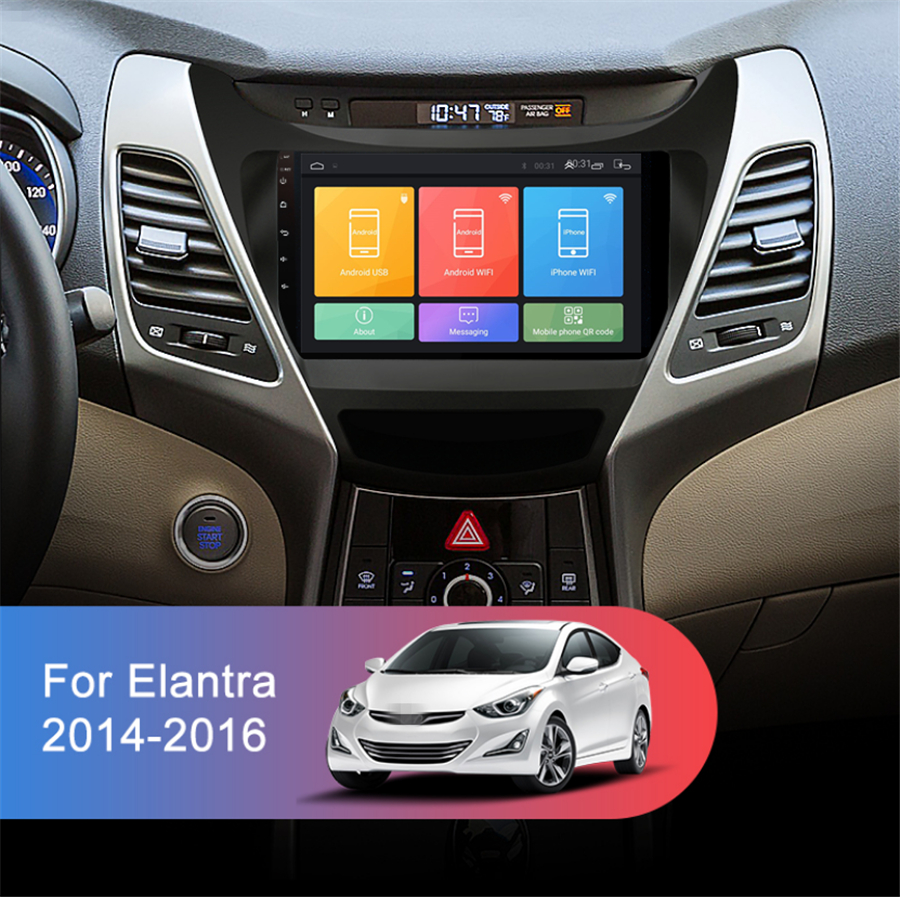 WY-CAR Android 8.1 Car Stereo GPS Navigation para Hyundai Elantra 2016-2018 Pantalla t/áctil de 9 Pulgadas Soporte WiFi 4.0 Bluetooth Control del Volante
