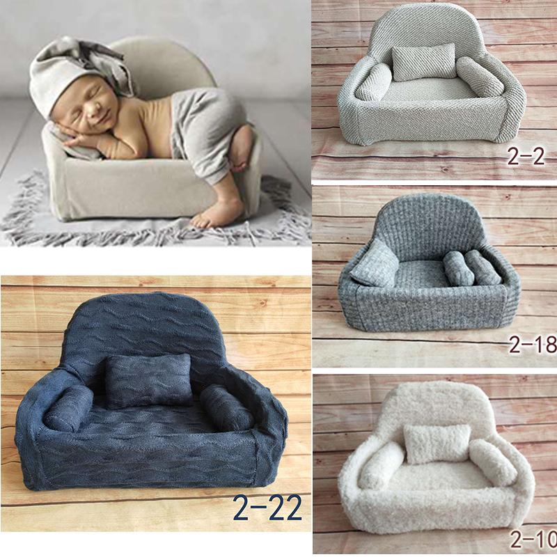 Newborn Baby Photo Props Small Sofa Seat 3 Cushions Photography Pose Shoot  Chair