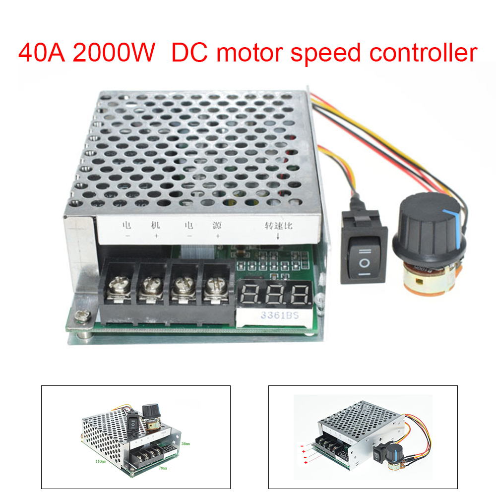 DC 12V 24V 36V 40A PWM Motor Speed Controller CW CCW Revesible Switch Regulator
