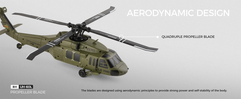 Wltoys K170 RC Helicopter UH-60L Black Hawk Brushless 6-Axis