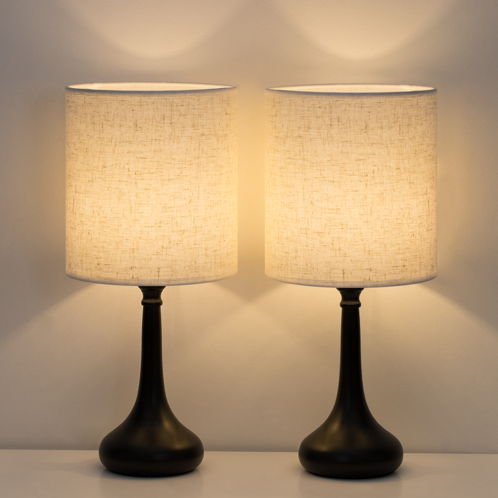 Haitral Modern Table Desk Lamp Set Of 2 With Fabric Shade