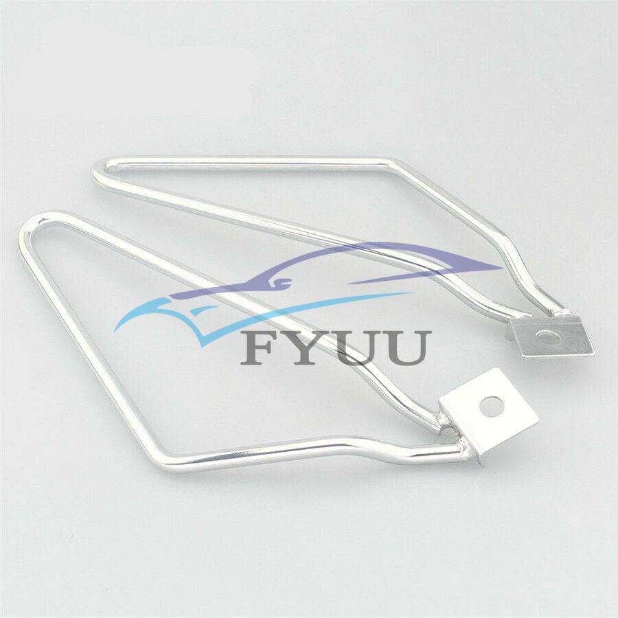 US Stock Pair Silver Motorcycle Saddlebag Support Mount Brackets Set 33x11x10cm